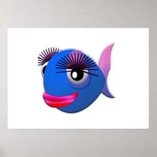 Poster Big Eyelashes Poisson de dessin