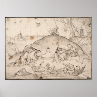 Poster Big Fish Mange Little Fish par Pieter Bruegel