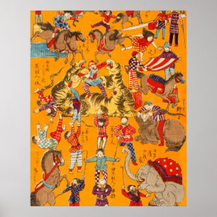Poster Big Japanese Circus woodblock print