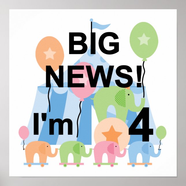 Poster Big News Circus 4th Birthday T-shirts et cadeaux (Devant)