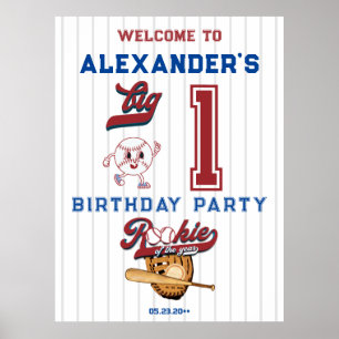 Poster Big One Baseball Rookie Premier anniversaire Bienv