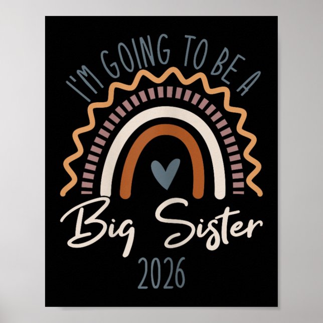 Poster Big Sister 2026 Girls Rainbow Big Sis Sibling  (Devant)