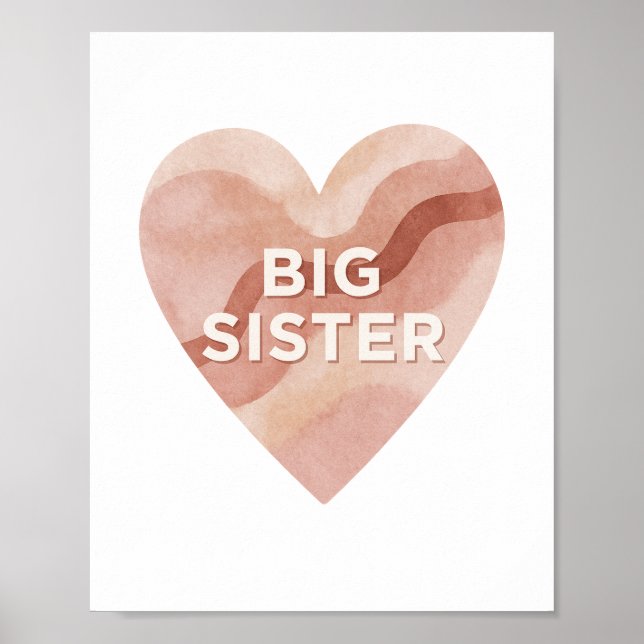 Poster Big Sister Abstract Heart Wall Art Print (Devant)