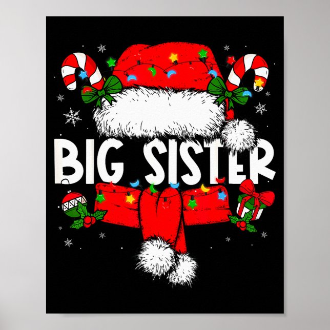 Poster Big Sister Christmas Pajama Santa Claus Family Mat (Devant)
