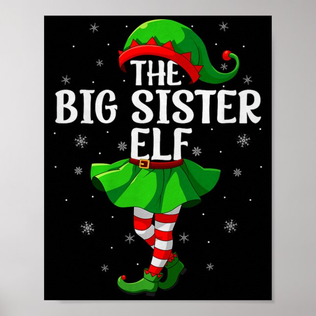 Poster Big Sister Elf Christmas Girls Women Elf Squad Xma (Devant)