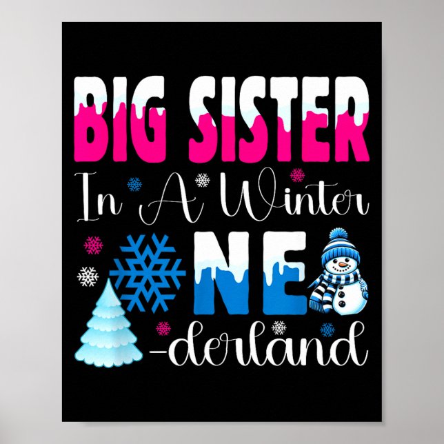Poster Big Sister In A Winter Onederland Bday Girl Sweet  (Devant)