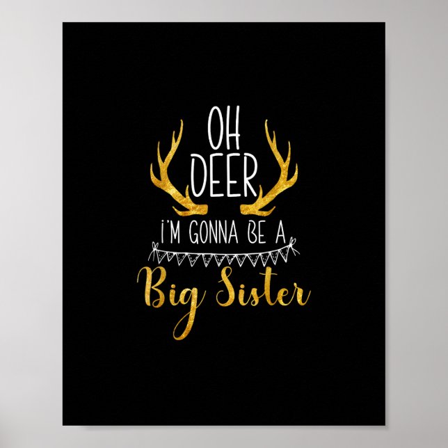Poster Big Sister Oh Deer Baby Announcement Cute Style  (Devant)