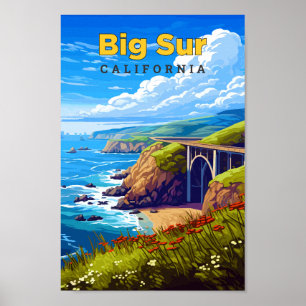 Poster Big Sur California Travel Art Vintage