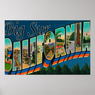 Poster Big Sur, Californie - Scènes de grandes lettres