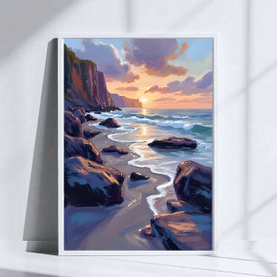 Poster Big Sur, peinture artistique de la côte californie