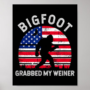 Poster Bigfoot a pris des saucisses humour barbecue campi