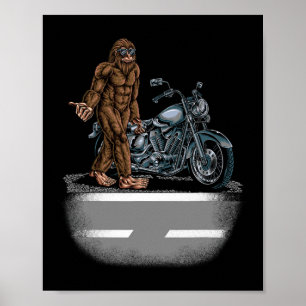 Poster Bigfoot À Vélo Moto Essayant D'Atteindre Un