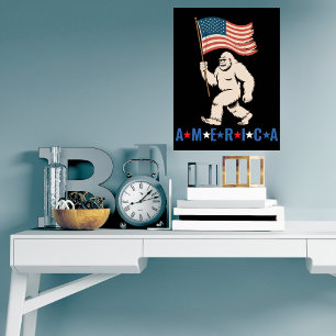 Poster Bigfoot Amérique Patriotique Drôle Sasquatch États