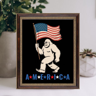 Poster Bigfoot Amérique Patriotique Drôle Sasquatch États