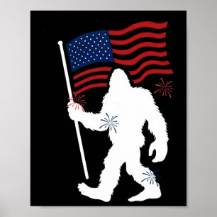 Poster Bigfoot Avec Drapeau Américain Drôle 4 juillet Pou