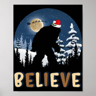 Poster Bigfoot Croient En Noël Drôle Sasquatch Noël Noël
