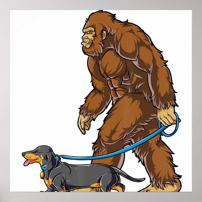 Poster Bigfoot Dog Walk Dachshund T Sasquatch Kids Men W (Devant)