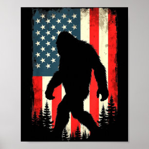 Poster Bigfoot drapeau américain patriotique quatrième ju