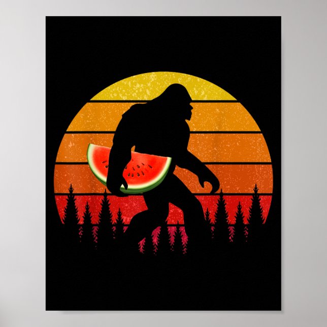 Poster Bigfoot Drôle Avec Tranche De Pastèque Melon Été (Devant)
