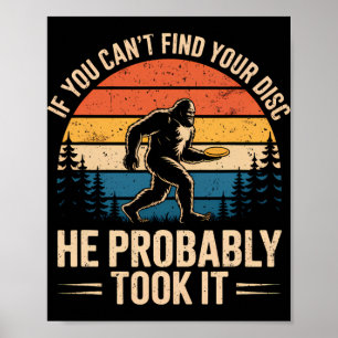 Poster Bigfoot Drôle Disc Golf Sasquatch Frisbee Hommes F