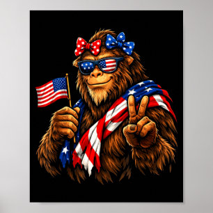 Poster Bigfoot drôle drapeau américain patriotique Sasqua