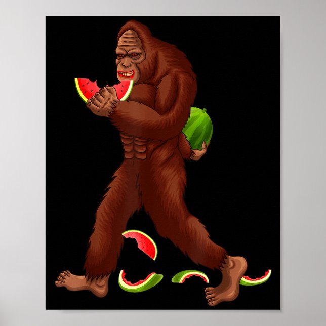 Poster Bigfoot drôle et tranche de pastèque été (Devant)