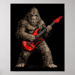 Poster Bigfoot drôle jouant du rock and roll de la guitar