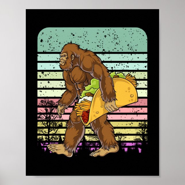 Poster Bigfoot Drôle Tenant Un Taco (Devant)