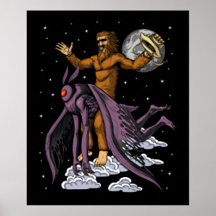 Poster Bigfoot équitation Mothman