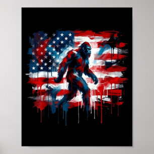 Poster Bigfoot États-Unis drapeau américain sasquatch pat