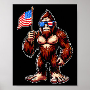 Poster Bigfoot Feux d'artifice 4 juillet Hommes Sasquatch