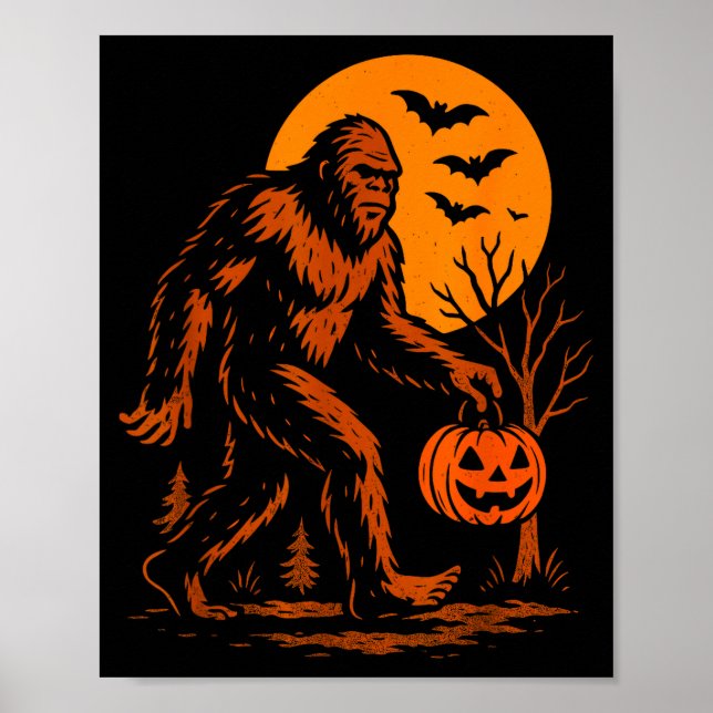 Poster Bigfoot Halloween Sasquatch Jack O Lantern  (Devant)