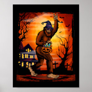 Poster Bigfoot Halloween Trick Ou Treat Rock Sur Sasquata