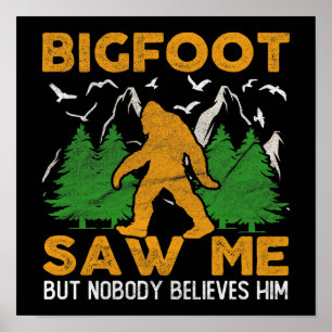 Poster Bigfoot M'A Vu Forêt Sasquatch Yeti