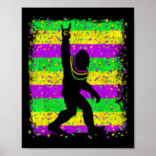 Poster Bigfoot Mardi Gras Sasquatch Drôle Hommes Enfants 