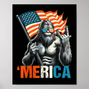 Poster Bigfoot Merica Rock Drapeau Américain Patriotique 