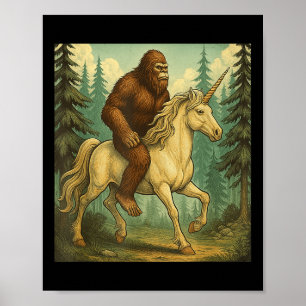 Poster Bigfoot Monter Une Chemise Unicorne Hommes Femmes 