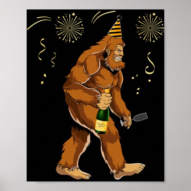Poster Bigfoot New Year Funny Outfit Sasquatch Holiday 20 (Devant)
