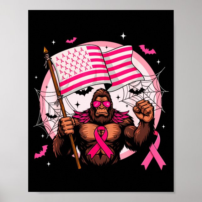 Poster Bigfoot Nk Ribbon Breast Cancer Awareness Month Wo (Devant)