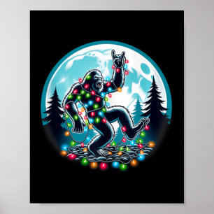 Poster Bigfoot Père Noël Feux d'arbre de Noël Funky Noël 