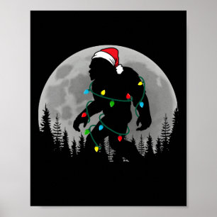 Poster Bigfoot Père Noël Feux d'arbre de Noël Funky Noël 