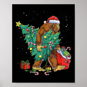 Poster Bigfoot Père Noël Feux d'arbre de Noël Funky Noël 