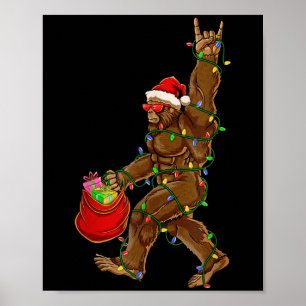 Poster Bigfoot Père Noël Lumières de Noël Rock Drôle Sasq