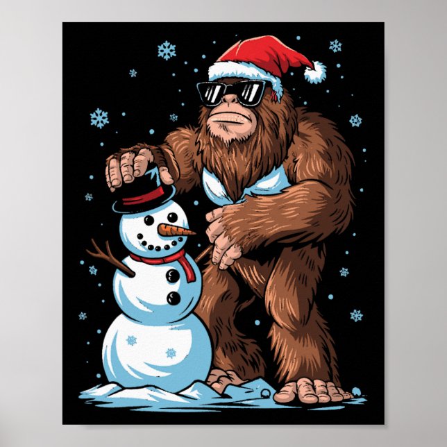 Poster Bigfoot Père Noël Snowman Garçons Hommes Noël Noël (Devant)