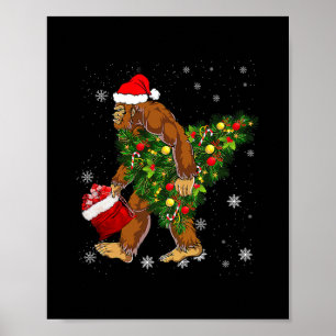 Poster bigfoot portant noël arbre sasquatch croyant
