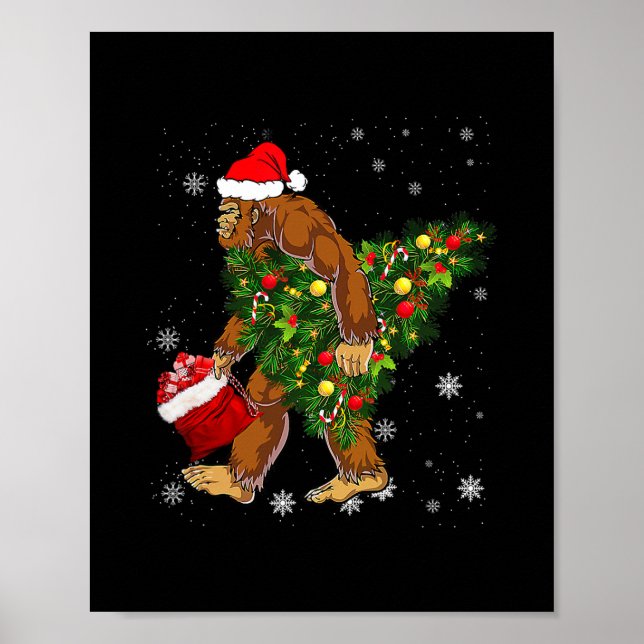 Poster bigfoot portant noël arbre sasquatch croyant (Devant)
