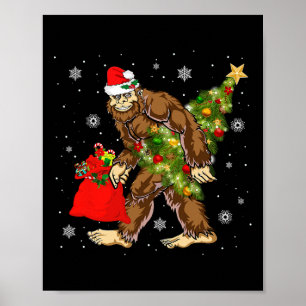 Poster Bigfoot portant Noël Arbre Sasquatch Croyant