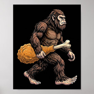 Poster Bigfoot portant un pilon de poulet amoureux de Sas