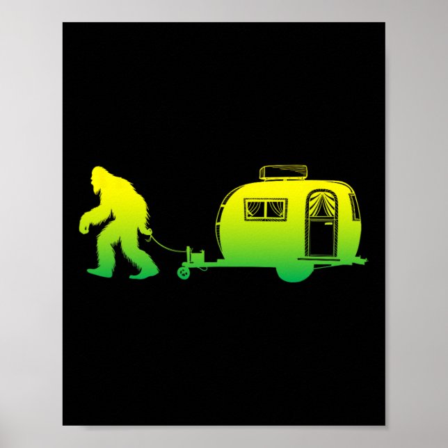 Poster Bigfoot Rv Motorhome Camping Sasquatch Campervan G (Devant)