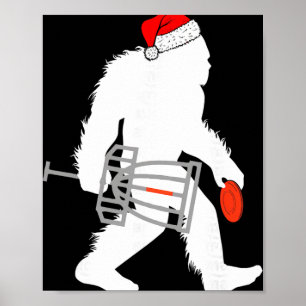 Poster Bigfoot Santa Disc Golf Noël Disque Golfeur Xmas